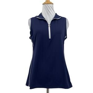 Kinona Top Womens M Medium Royal Keep It Covered Half Zip Golf Italian Fabric
